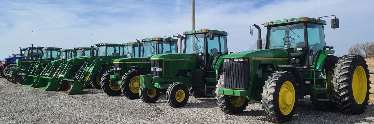 Tractors on the Circle E lot in Altamont, Kansas